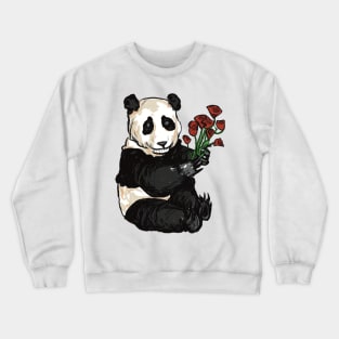 Panda holding Flowers Crewneck Sweatshirt